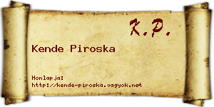 Kende Piroska névjegykártya